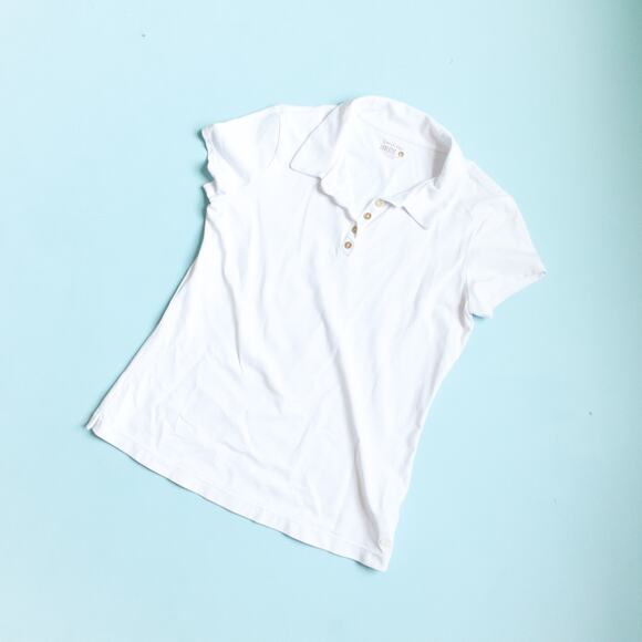 Lilly Pulitzer UPF 50+ Luxletic Frida Scallop Polo Size Large Preppy in White - Picture 2 of 8